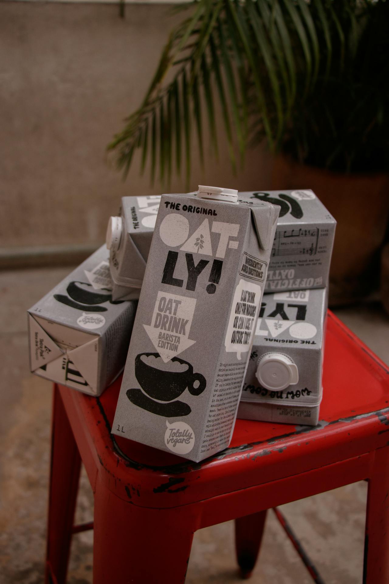 oatly cartons on stall