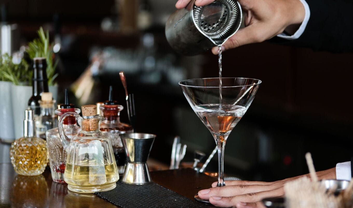 bartender making martini