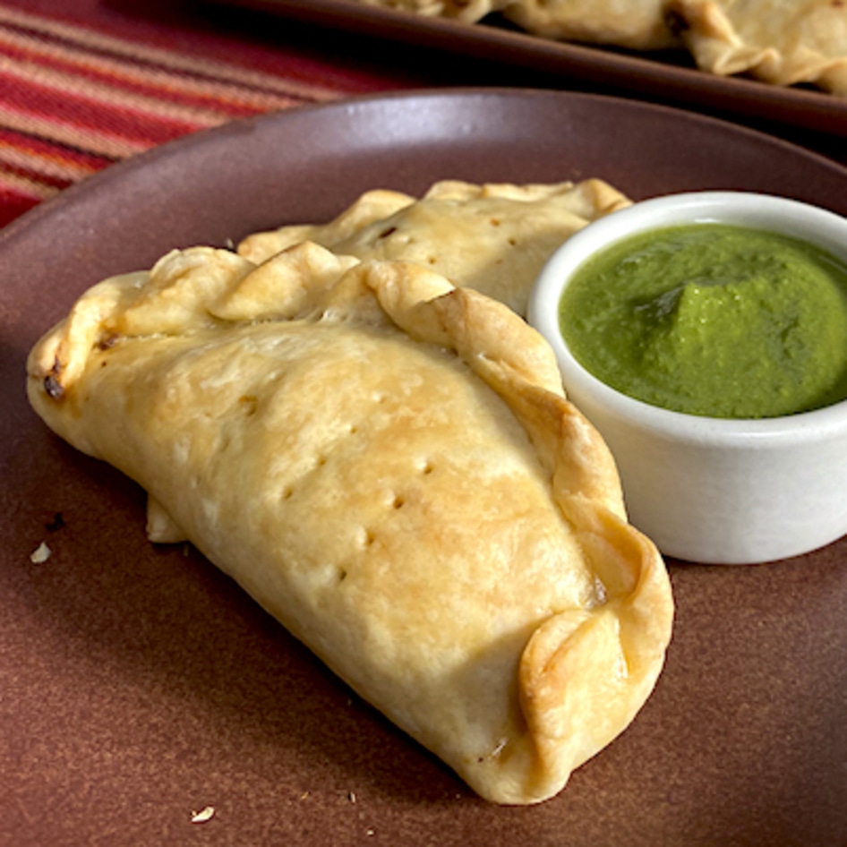 Plant-Based Beef Empanadas With Spicy Aji Verde