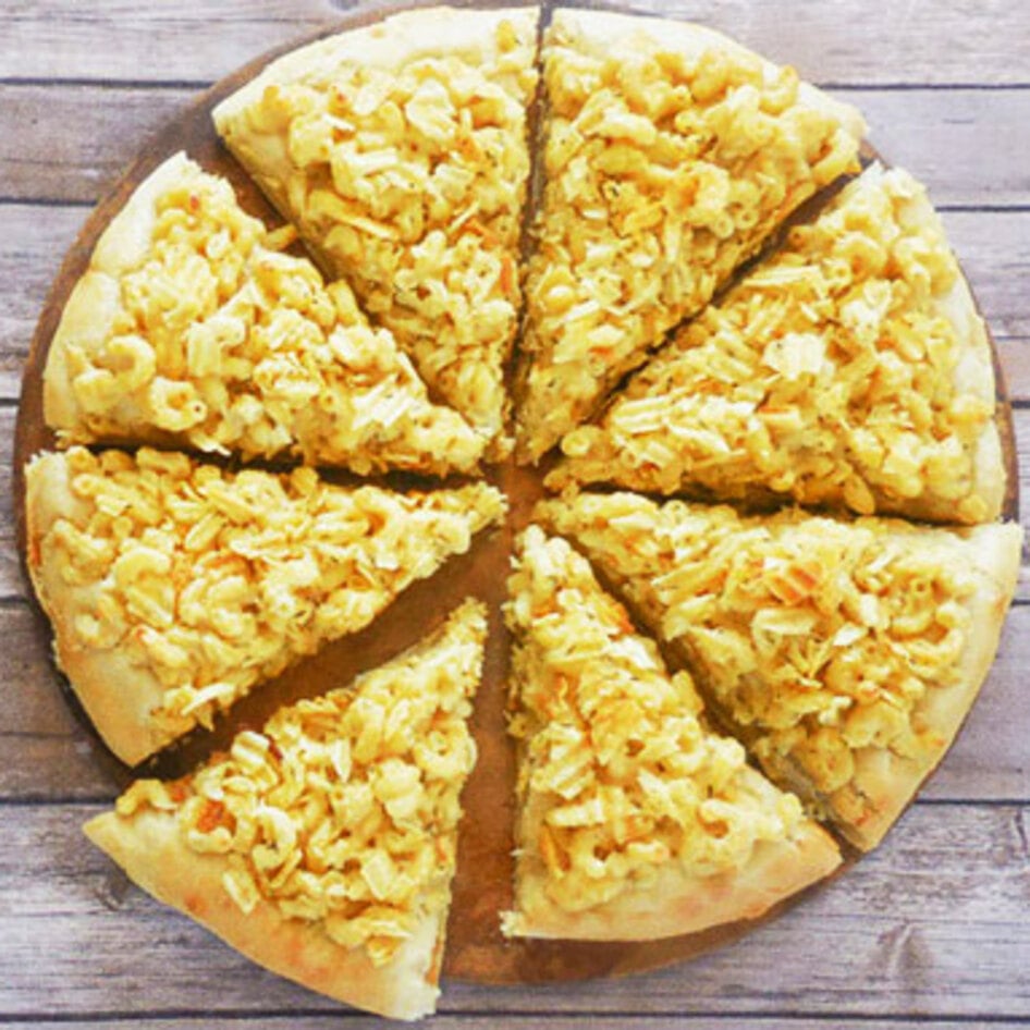 Vegan Mac and Cheese Pizza With Potato Chip Topping