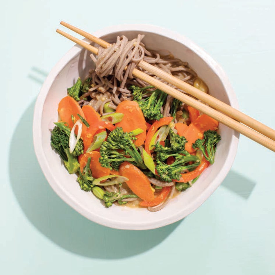 Japanese Soba Noodles With Ginger Miso Broth
