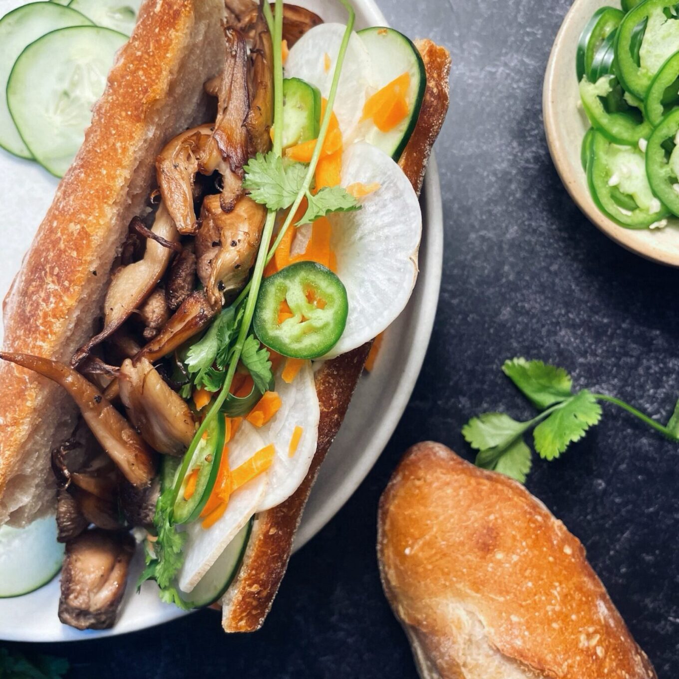 Vietnamese Lion’s Mane Banh Mi Sandwich